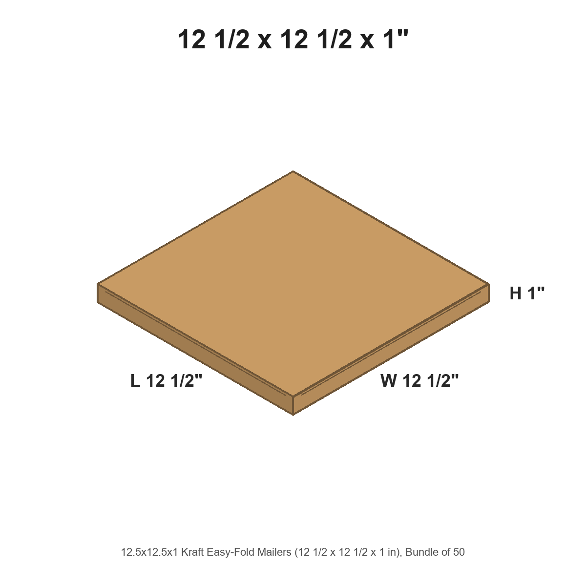 12.5x12.5x1 Kraft Easy-Fold Mailers