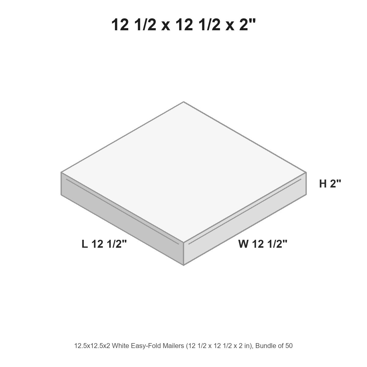 12.5x12.5x2 White Easy-Fold Mailers