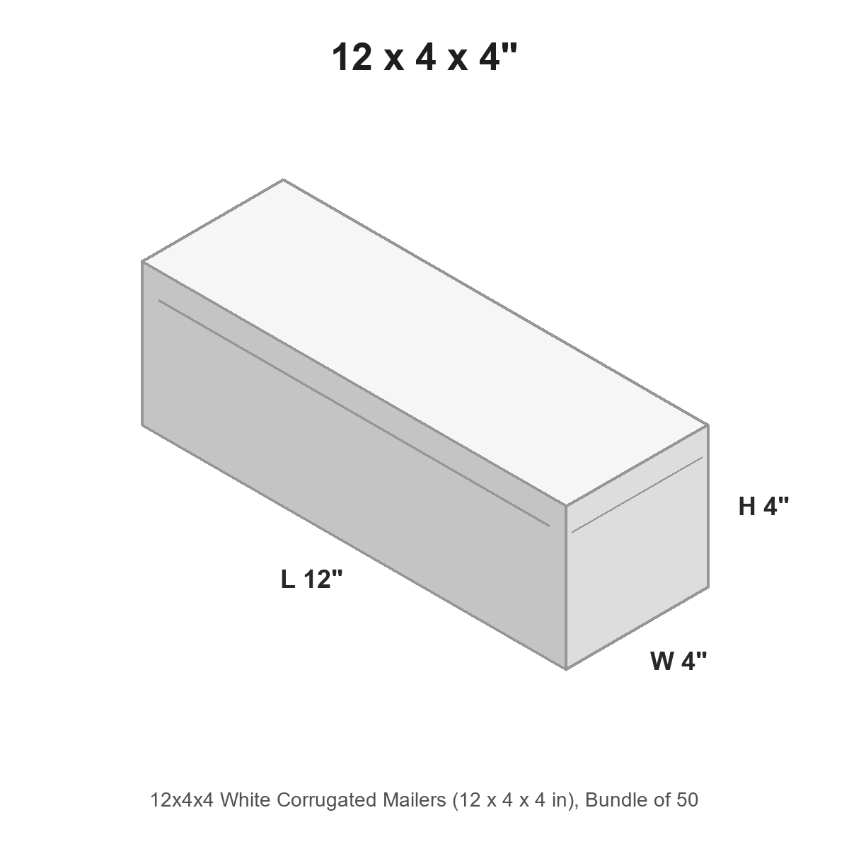12x4x4 White Corrugated Mailers