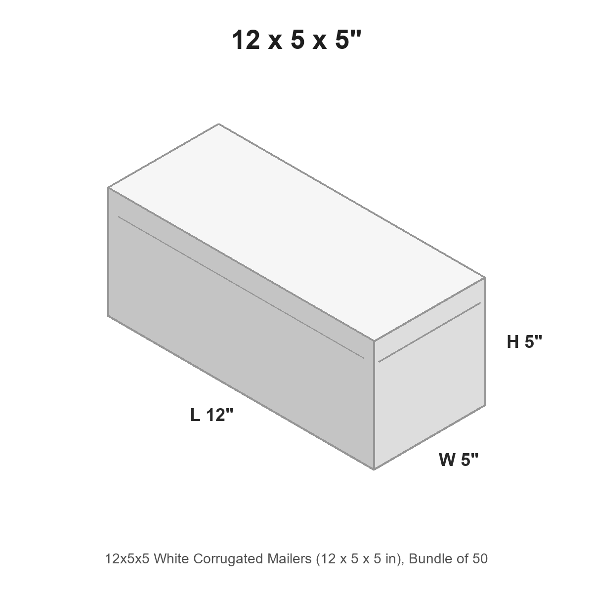 12x5x5 White Corrugated Mailers
