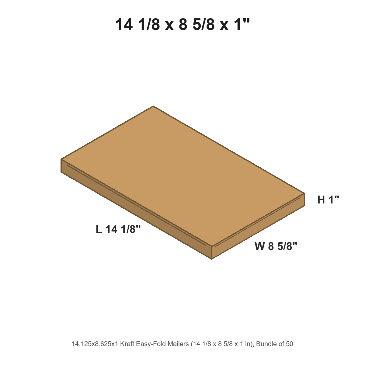 14.125x8.625x1 Kraft Easy-Fold Mailers
