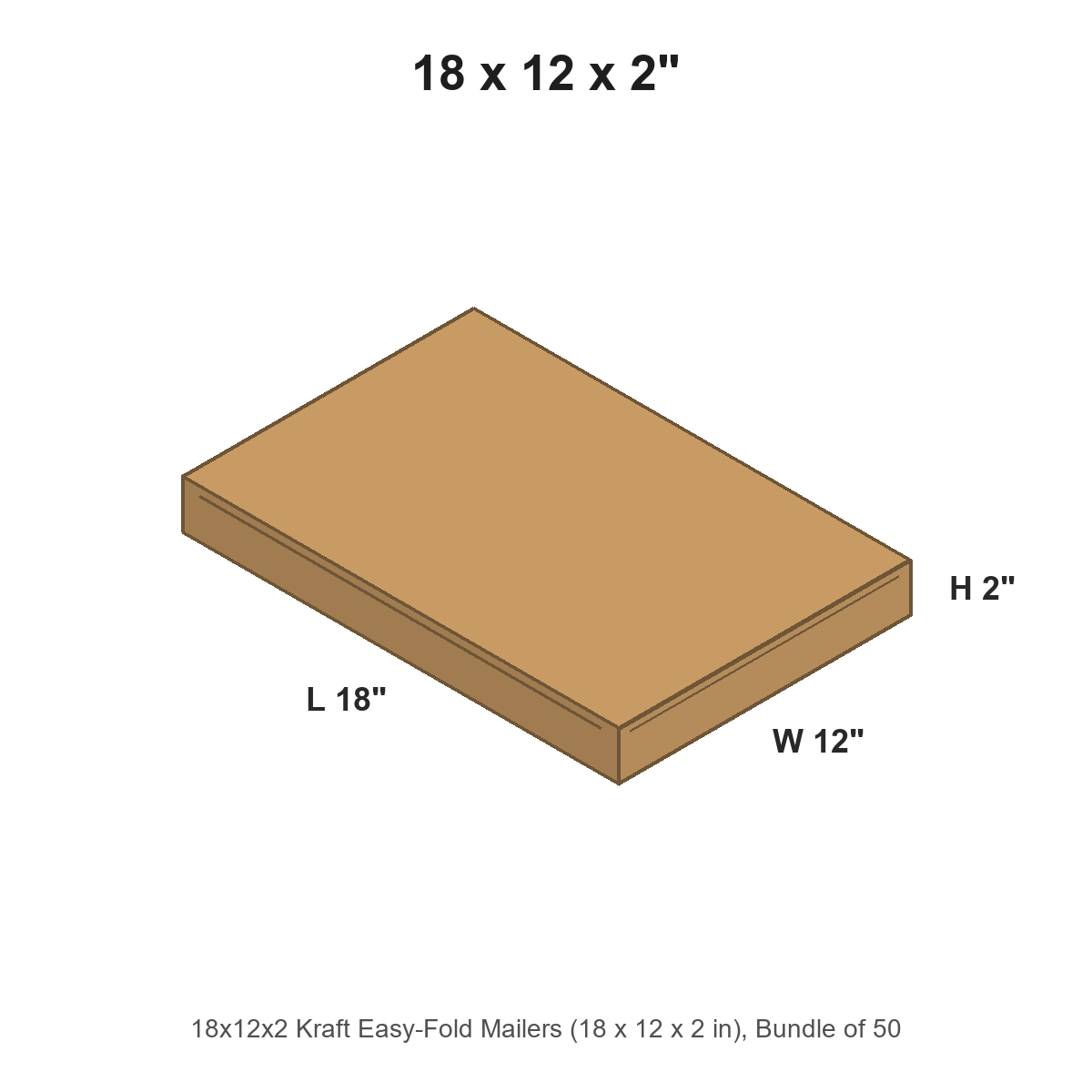 18x12x2 Kraft Easy-Fold Mailers