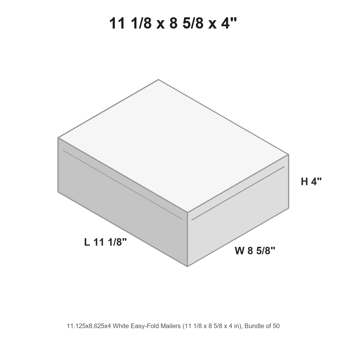 11.125x8.625x4 White Easy-Fold Mailers