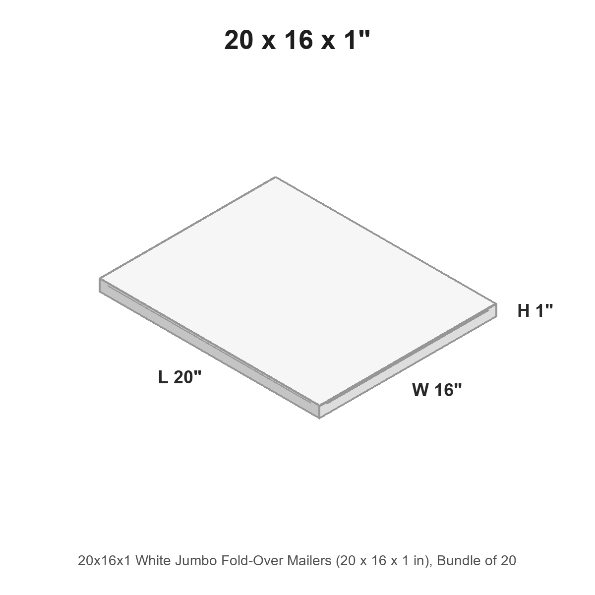 20x16x1 White Jumbo Fold-Over Mailers