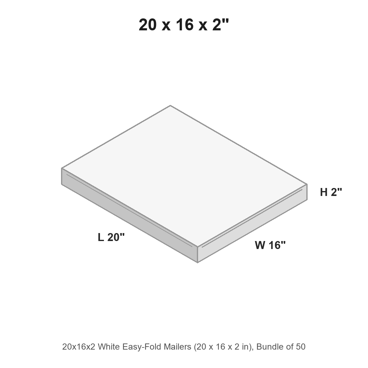 20x16x2 White Easy-Fold Mailers
