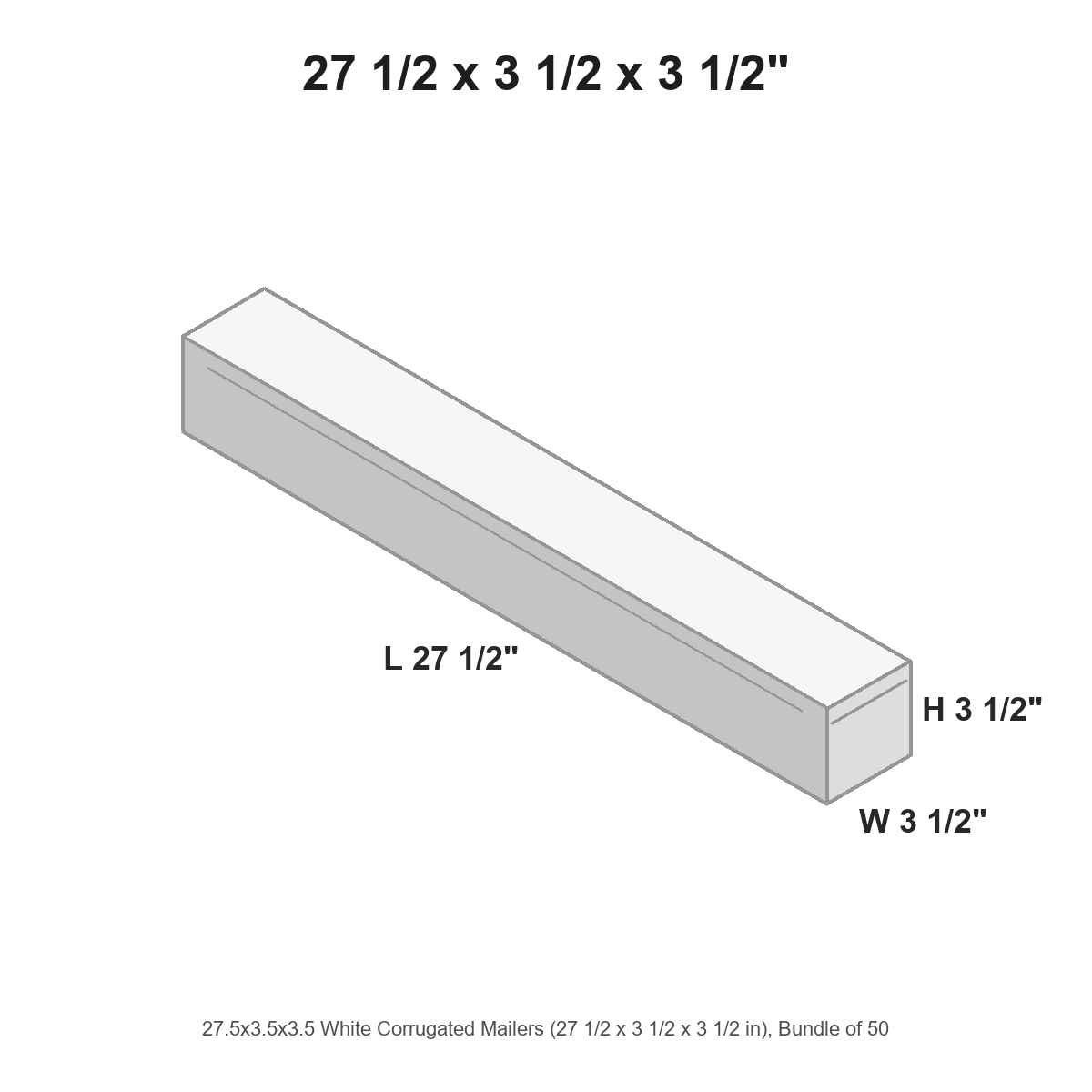 27.5x3.5x3.5 White Corrugated Mailers