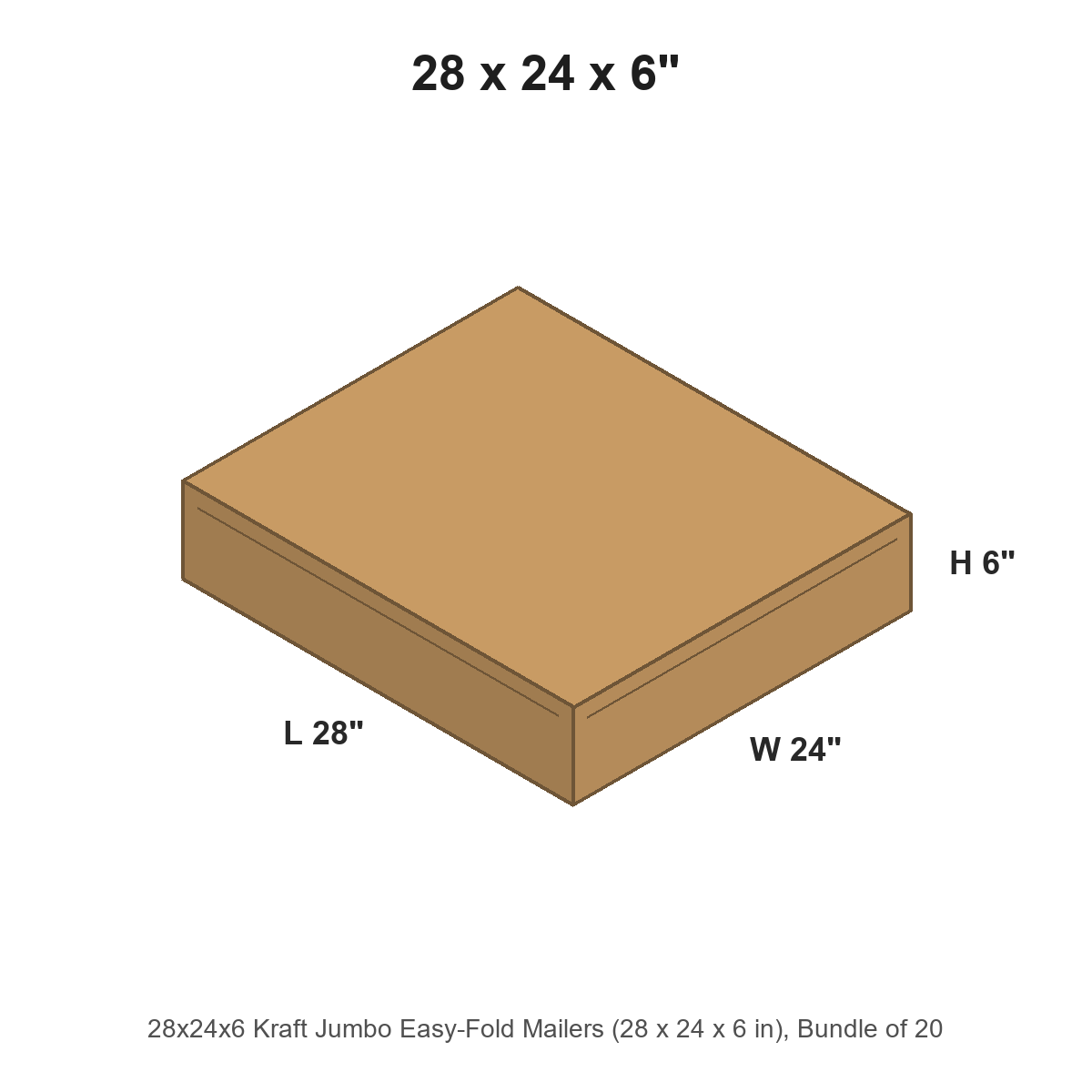 28x24x6 Kraft Jumbo Easy-Fold Mailers