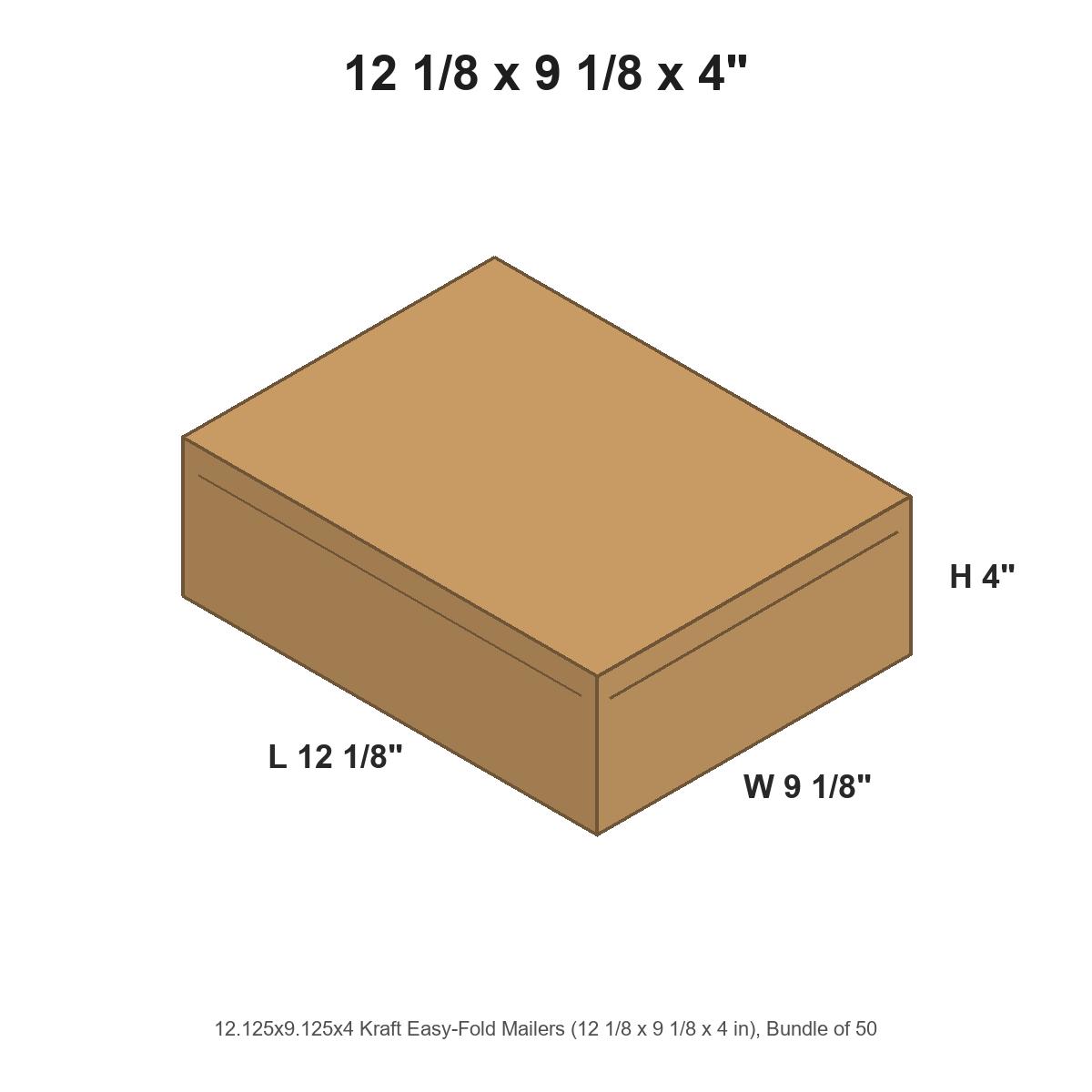 12.125x9.125x4 Kraft Easy-Fold Mailers