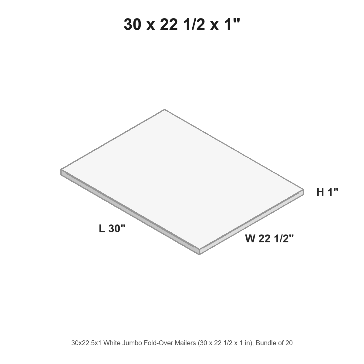 30x22.5x1 White Jumbo Fold-Over Mailers