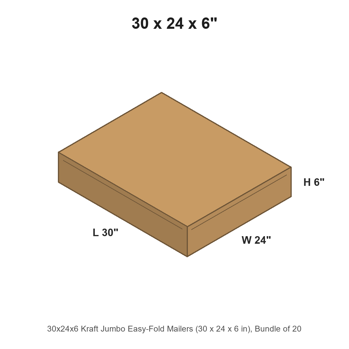 30x24x6 Kraft Jumbo Easy-Fold Mailers