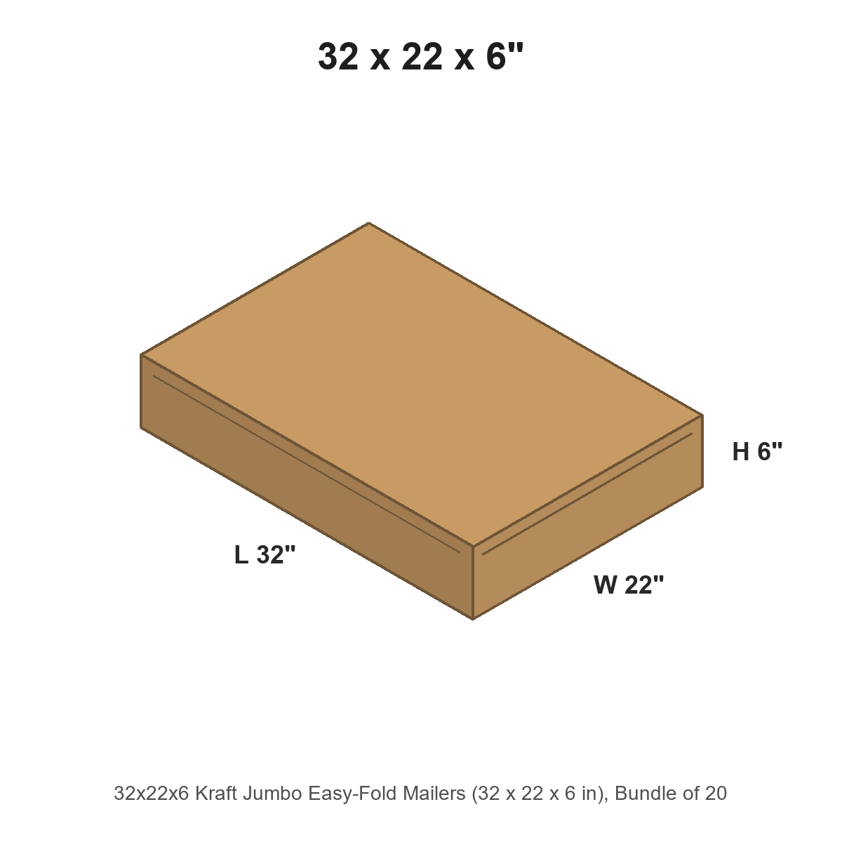 32x22x6 Kraft Jumbo Easy-Fold Mailers