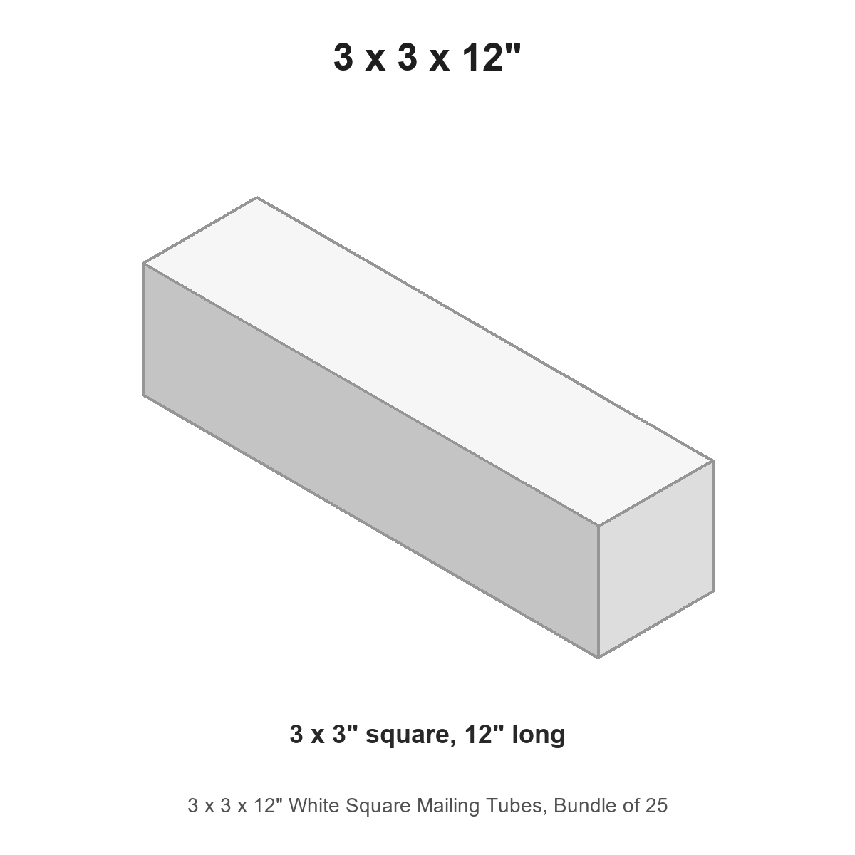 3 x 3 x 12" White Square Mailing Tubes