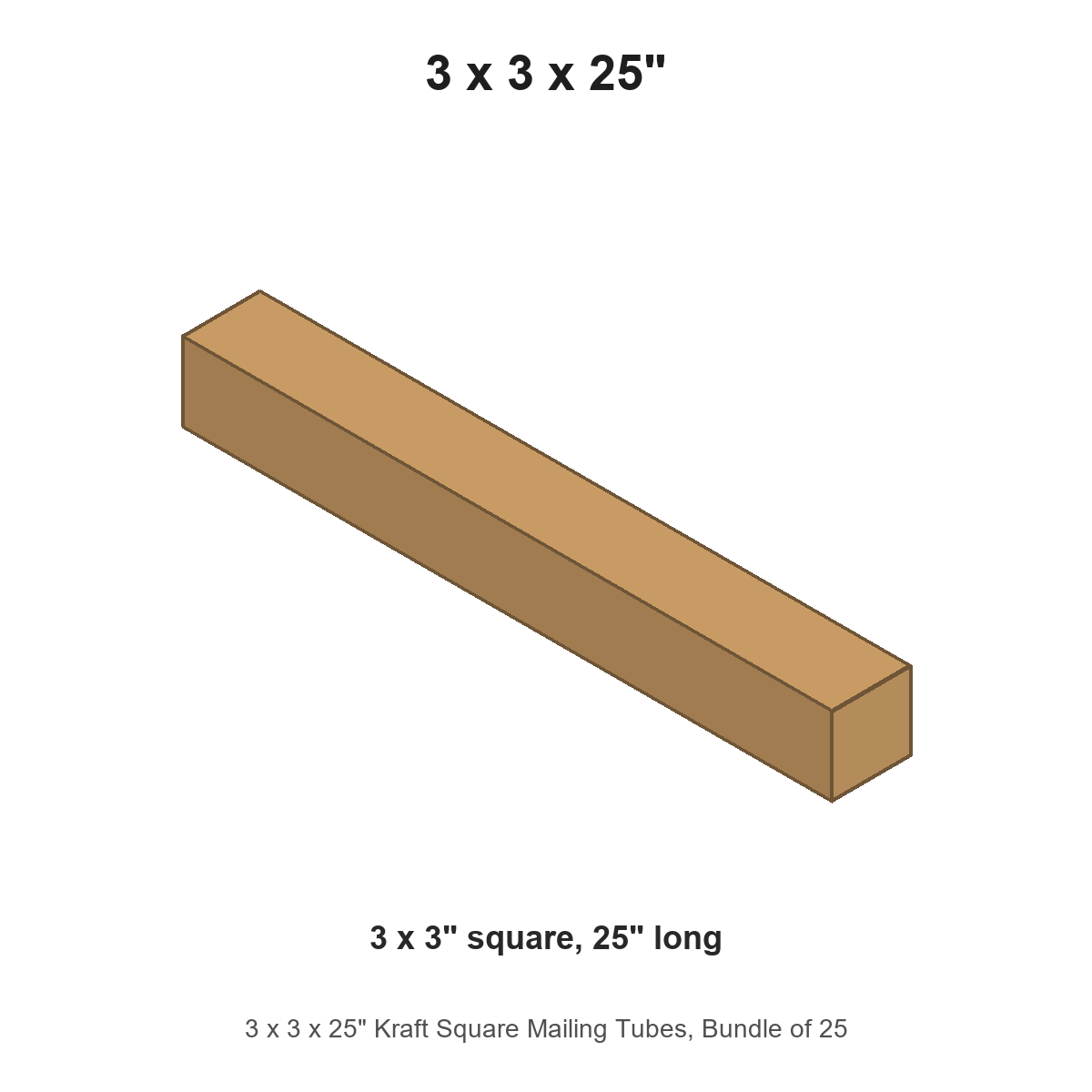 3 x 3 x 25" Kraft Square Mailing Tubes