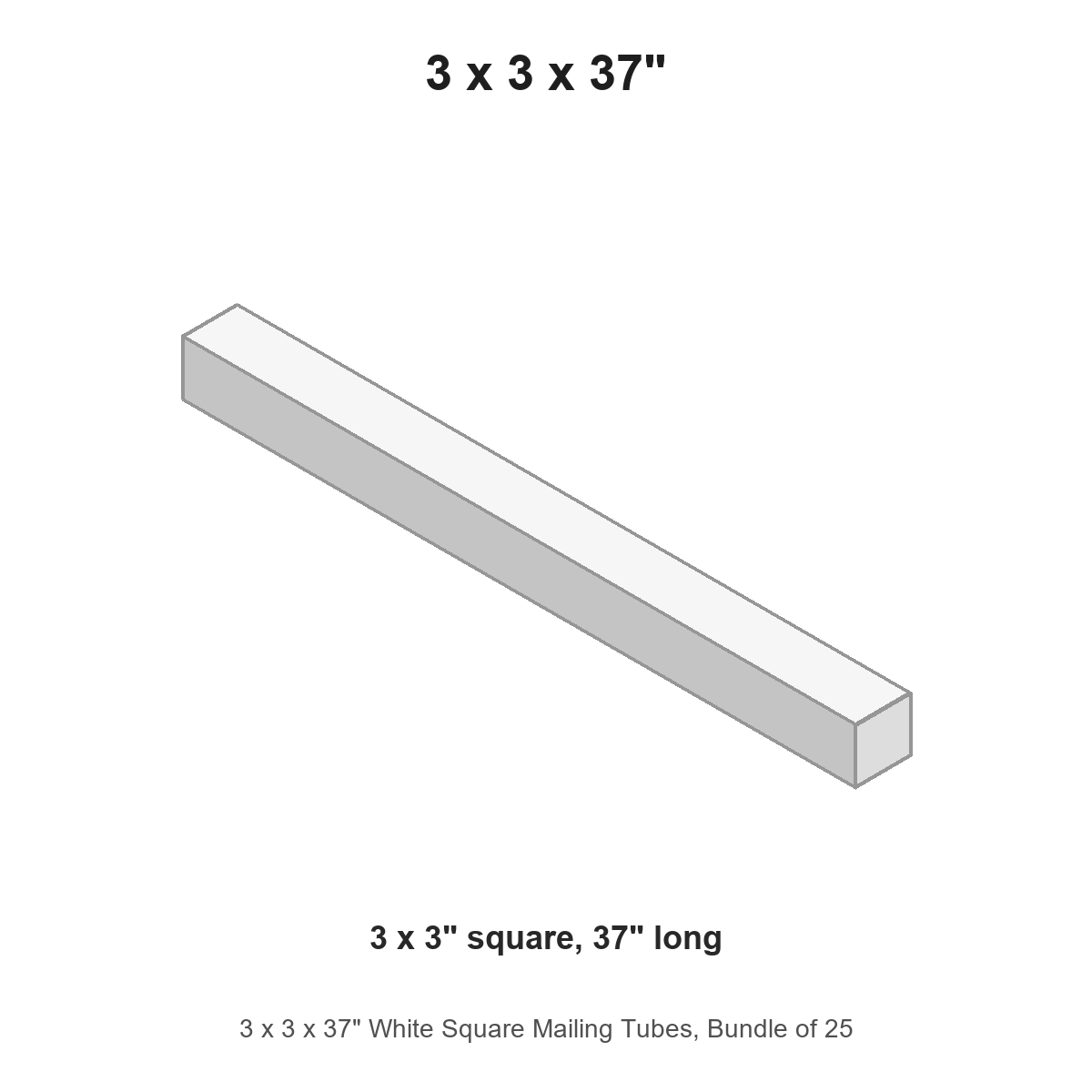3 x 3 x 37" White Square Mailing Tubes