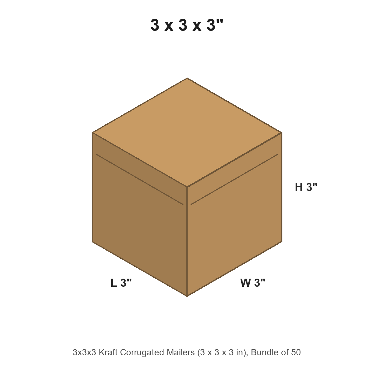 3x3x3 Kraft Corrugated Mailers