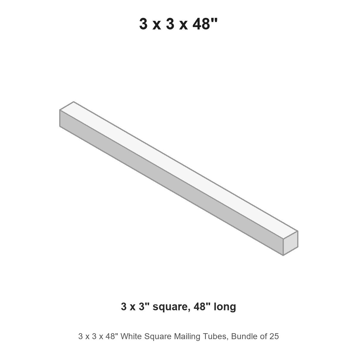 3 x 3 x 48" White Square Mailing Tubes