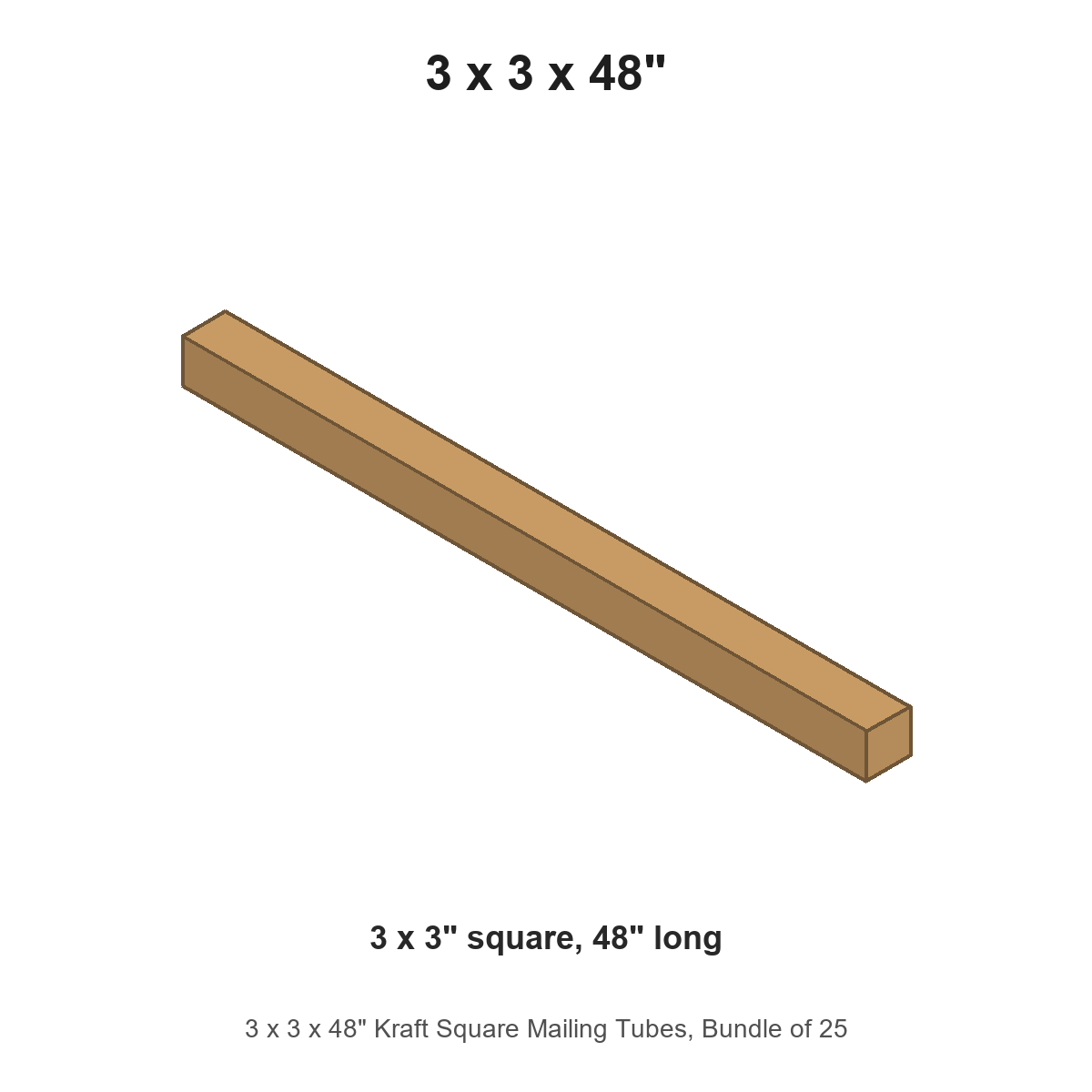 3 x 3 x 48" Kraft Square Mailing Tubes