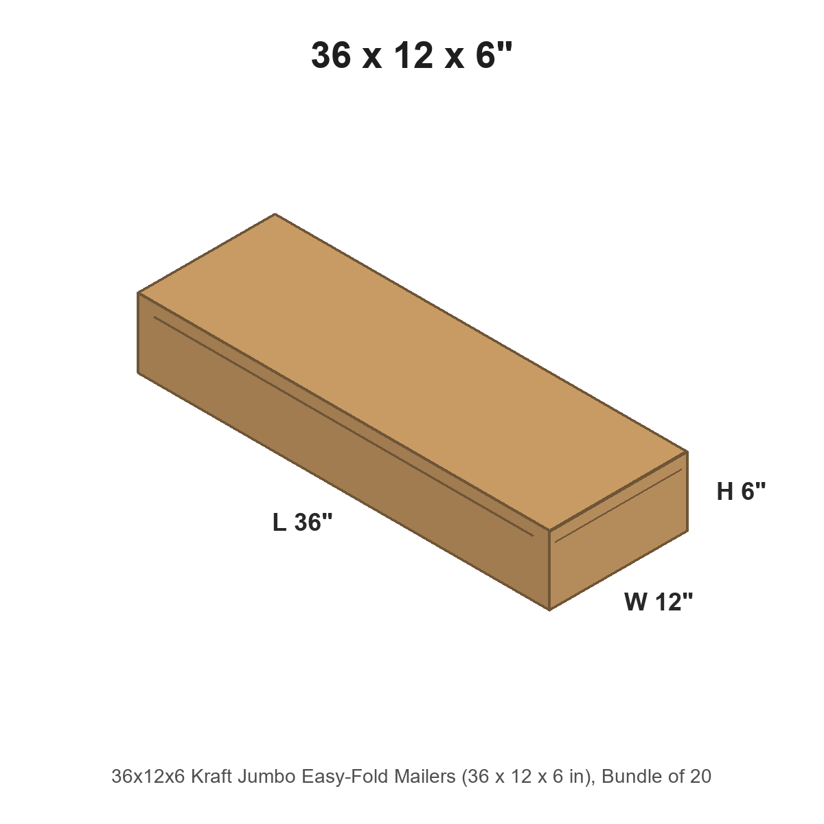 36x12x6 Kraft Jumbo Easy-Fold Mailers