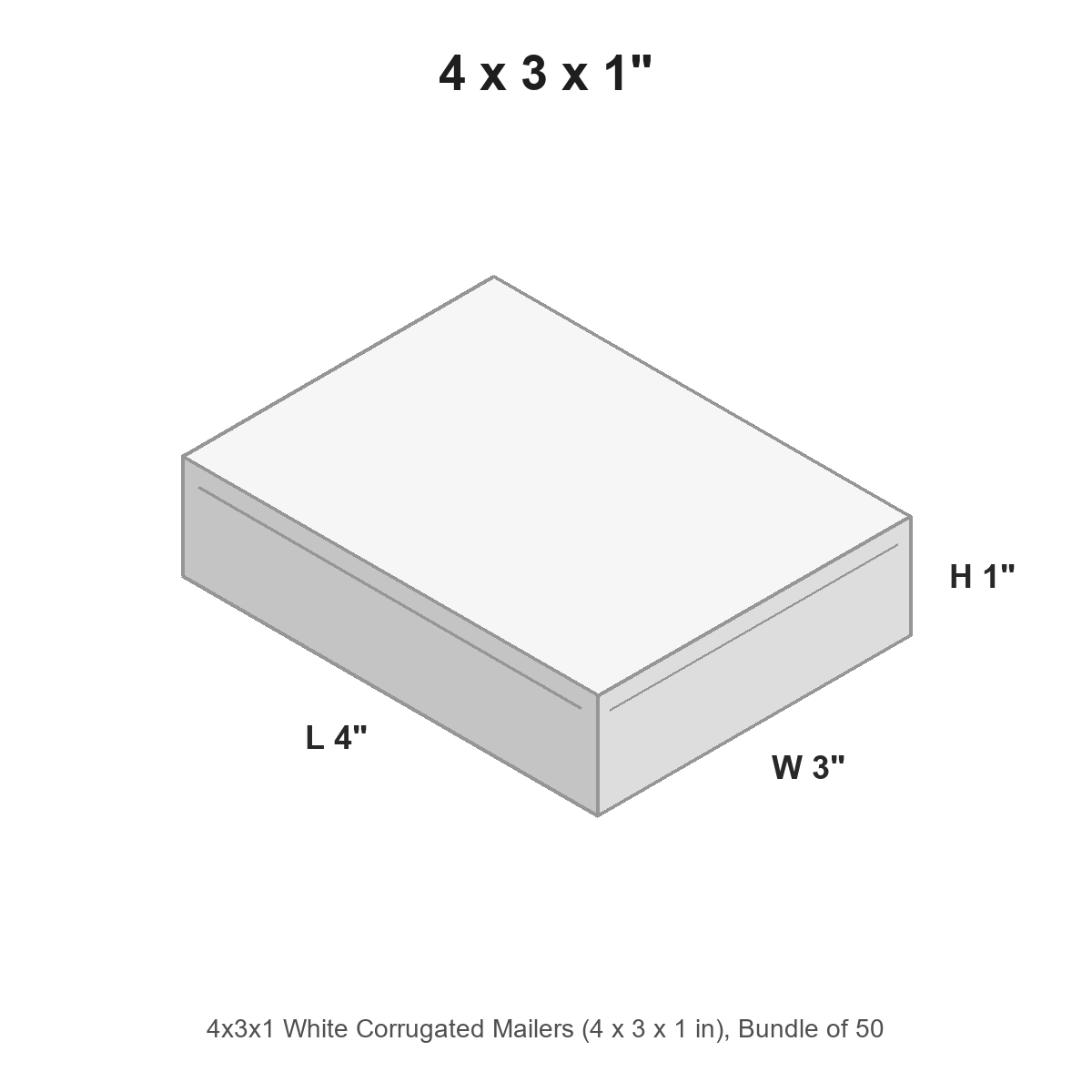 4x3x1 White Corrugated Mailers