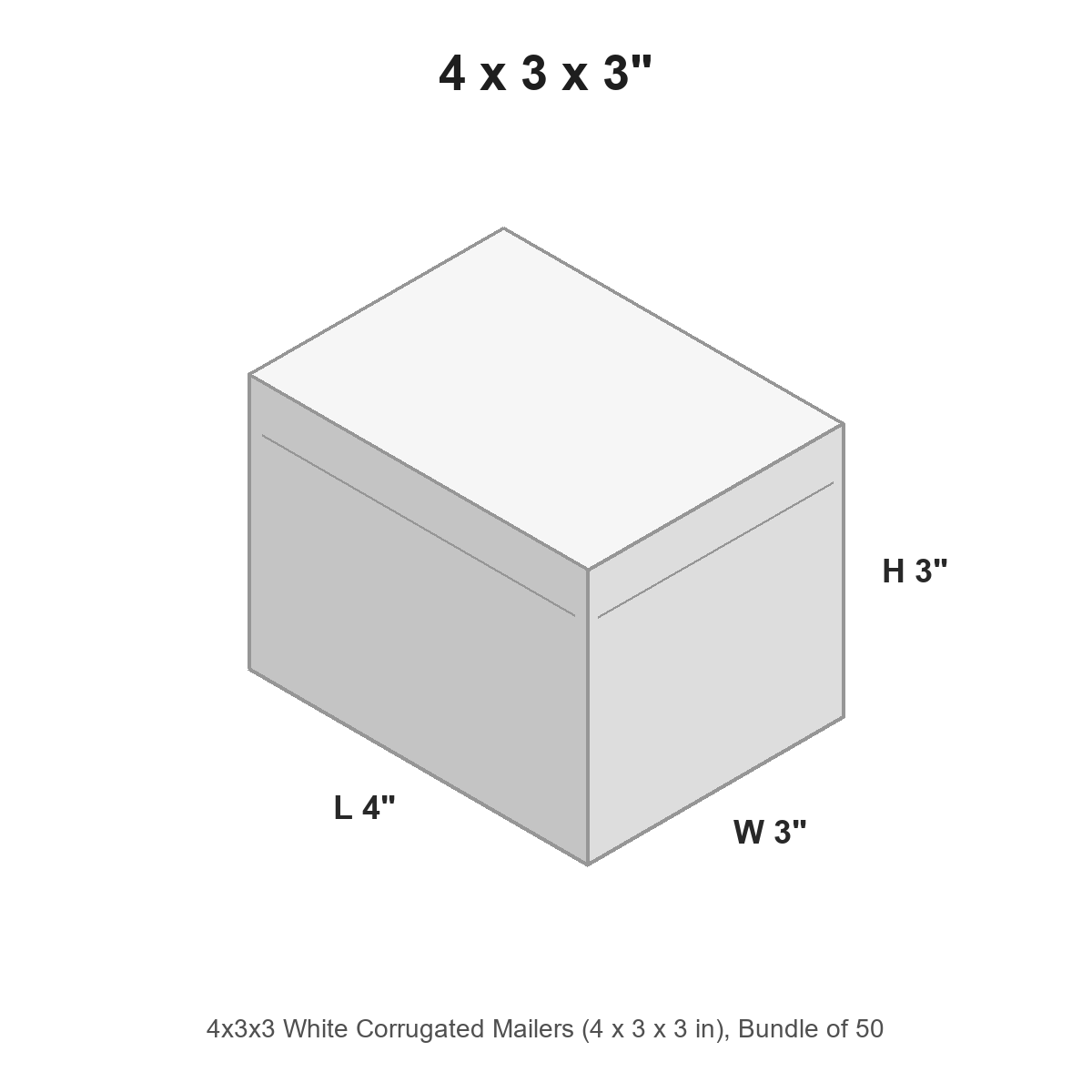 4x3x3 White Corrugated Mailers