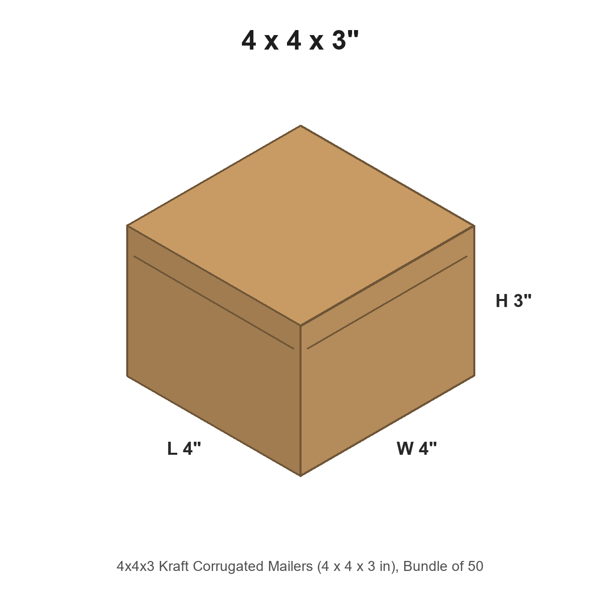 4x4x3 Kraft Corrugated Mailers
