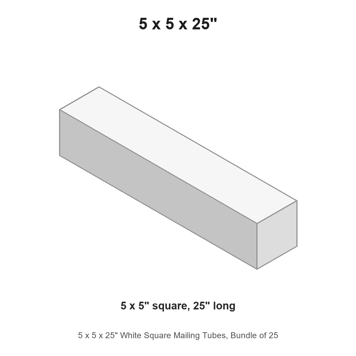 5 x 5 x 25" White Square Mailing Tubes