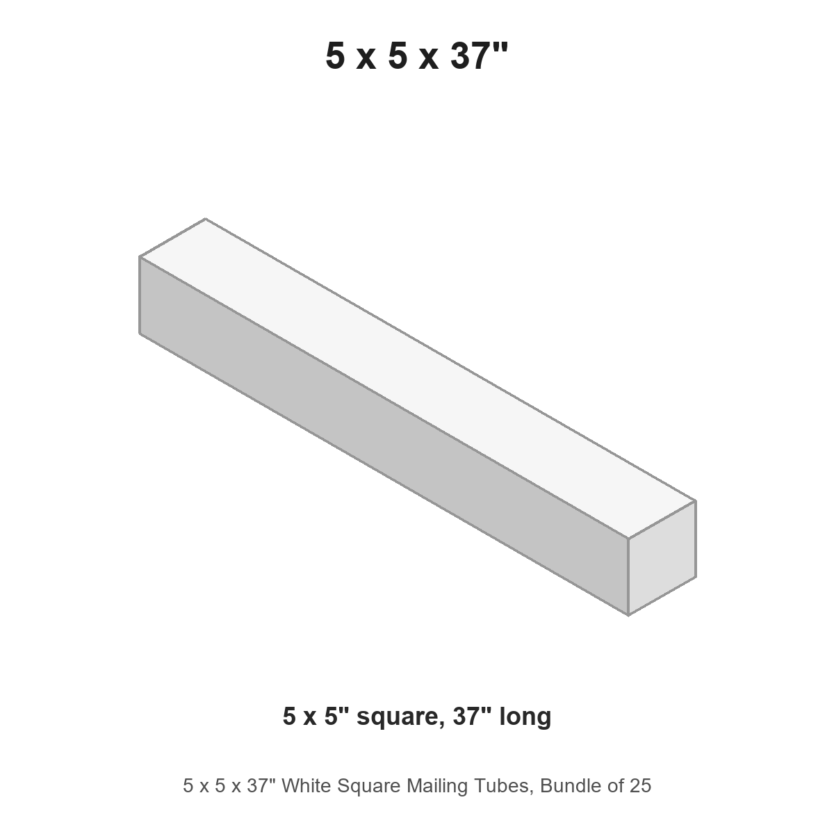 5 x 5 x 37" White Square Mailing Tubes