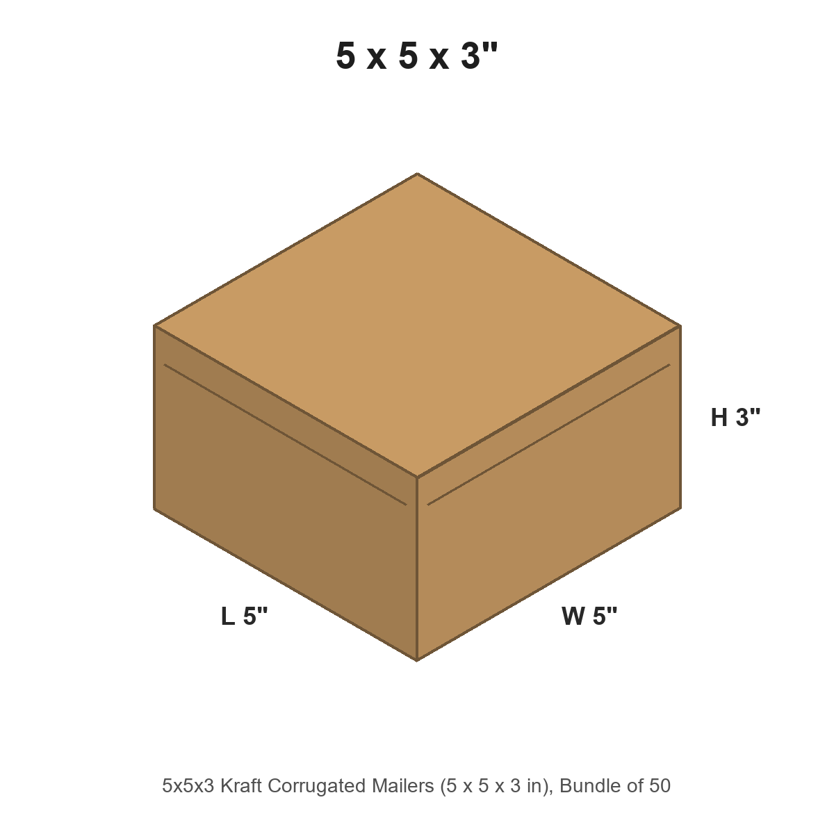 5x5x3 Kraft Corrugated Mailers