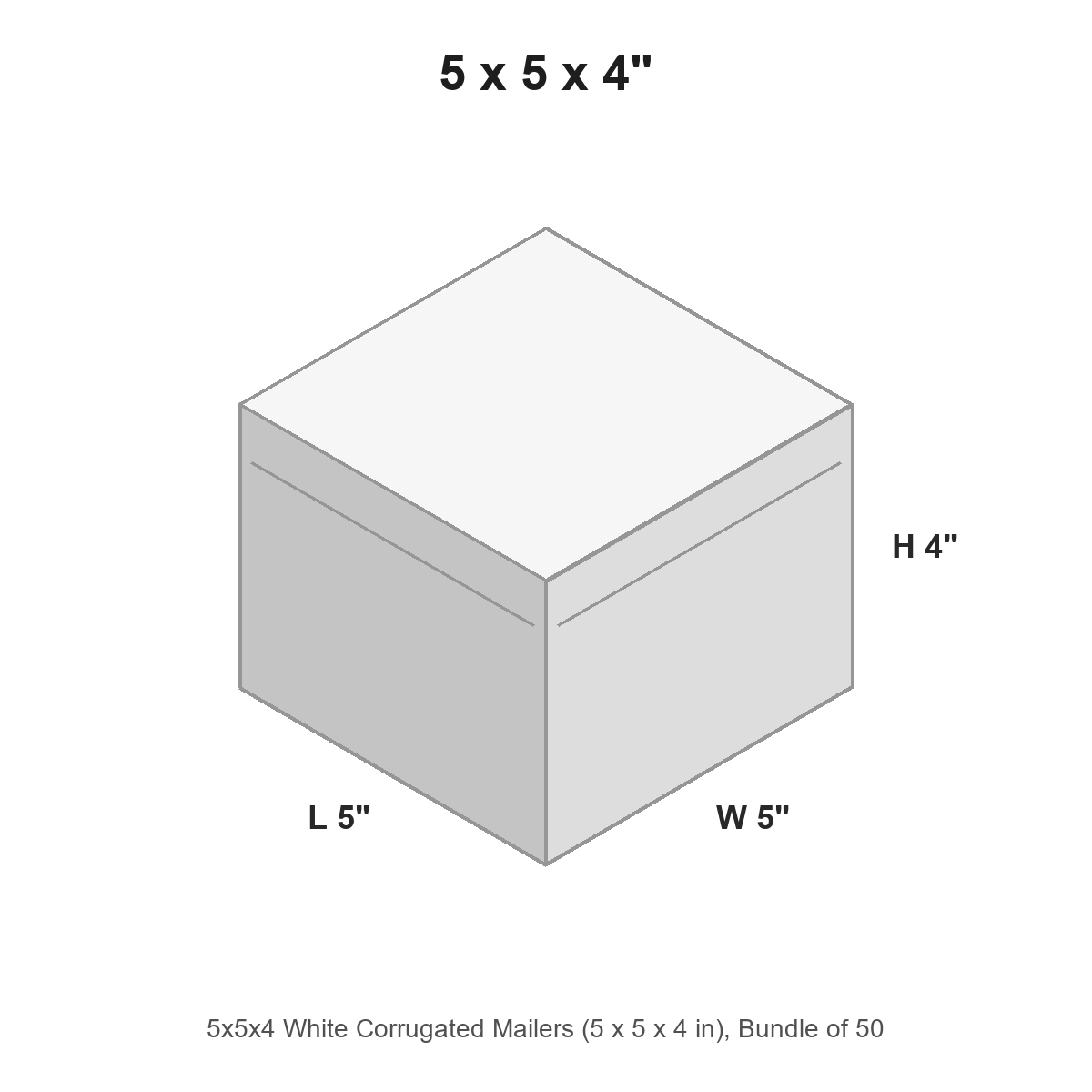5x5x4 White Corrugated Mailers