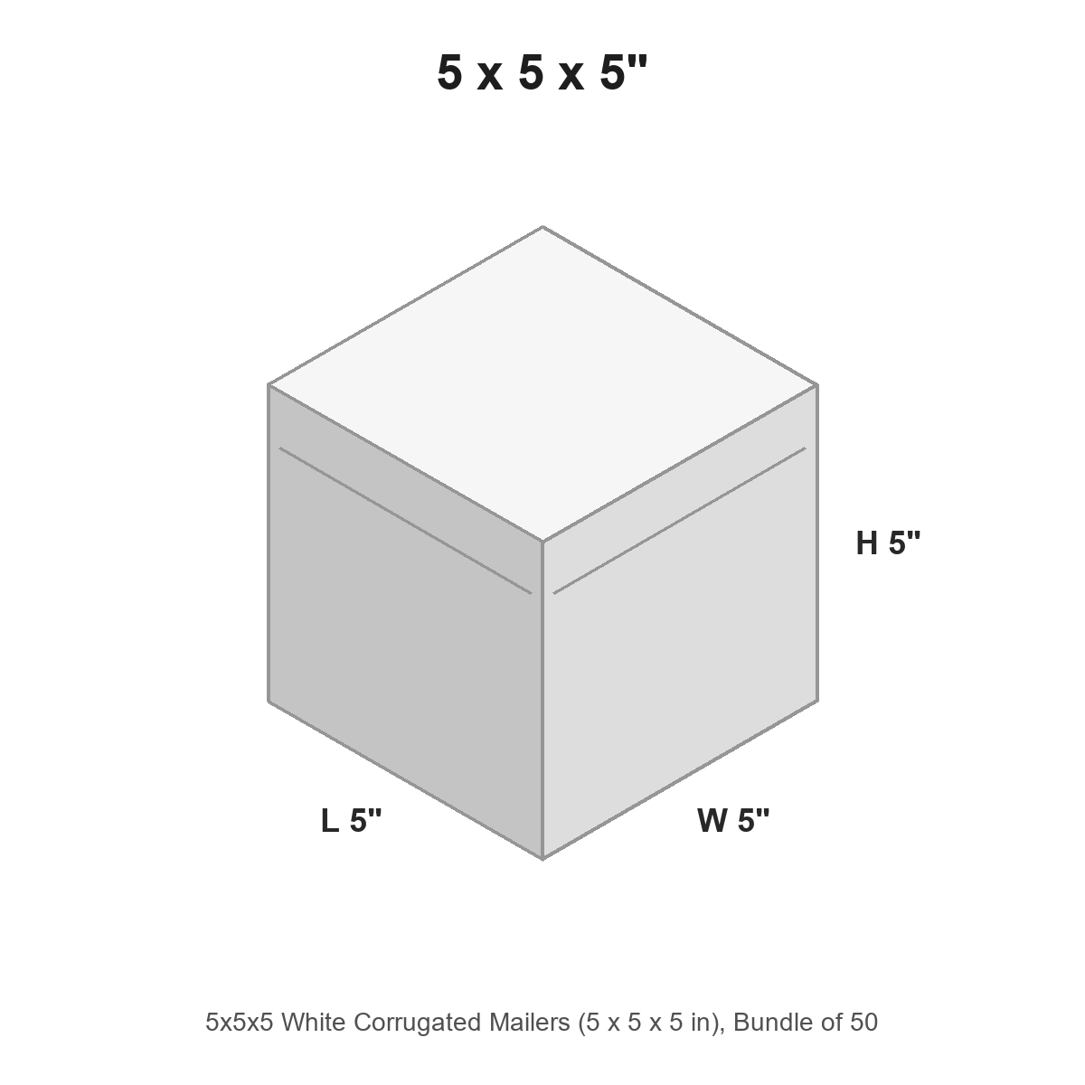 5x5x5 White Corrugated Mailers