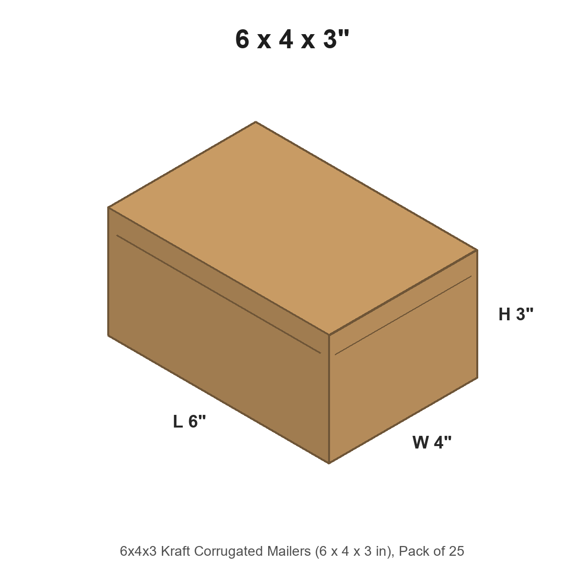 6x4x3 Kraft Corrugated Mailers