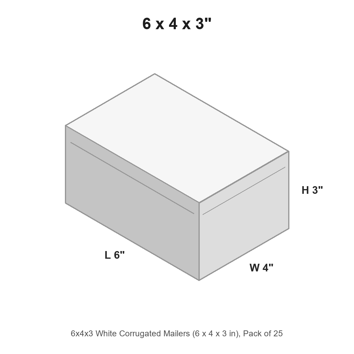 6x4x3 White Corrugated Mailers