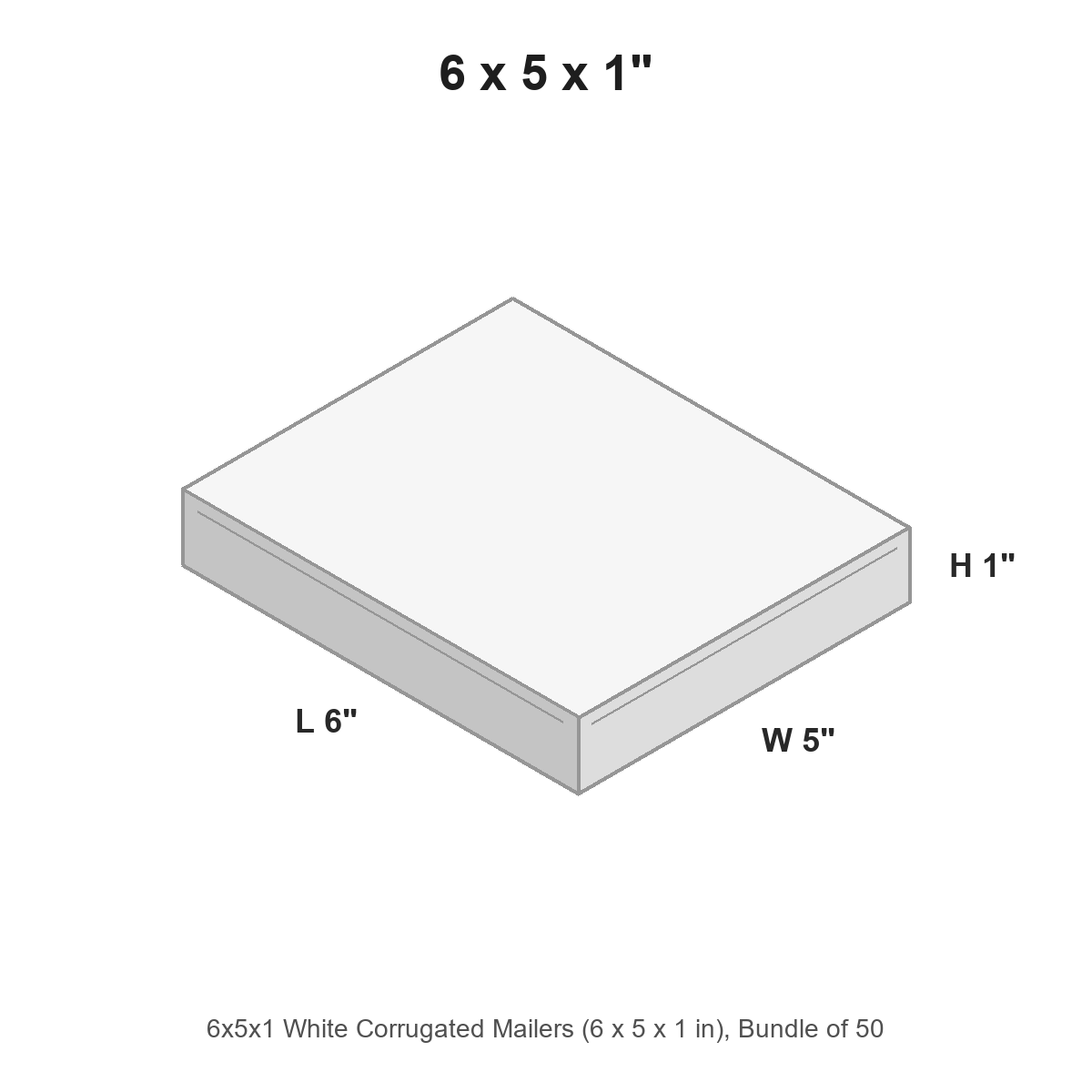 6x5x1 White Corrugated Mailers