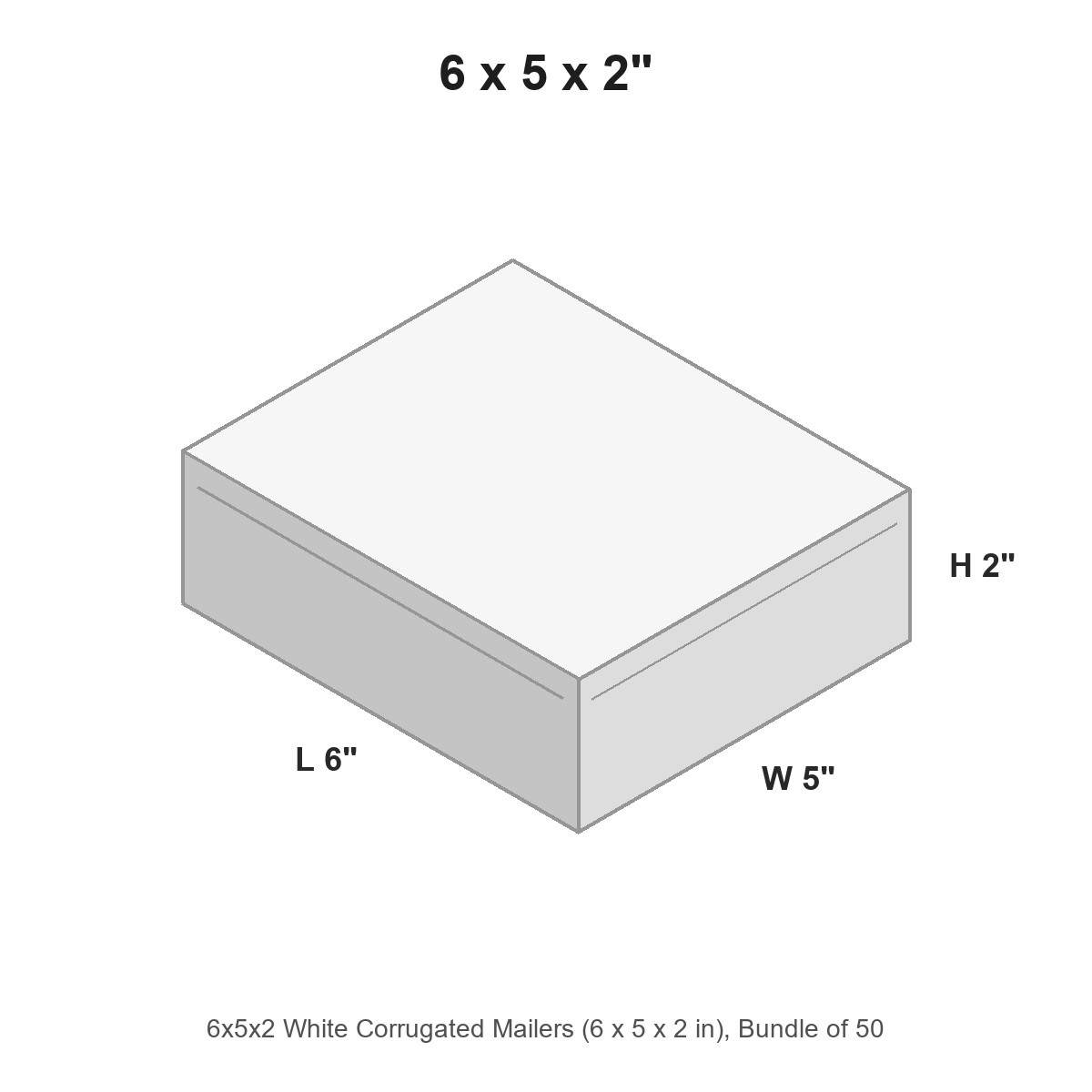 6x5x2 White Corrugated Mailers