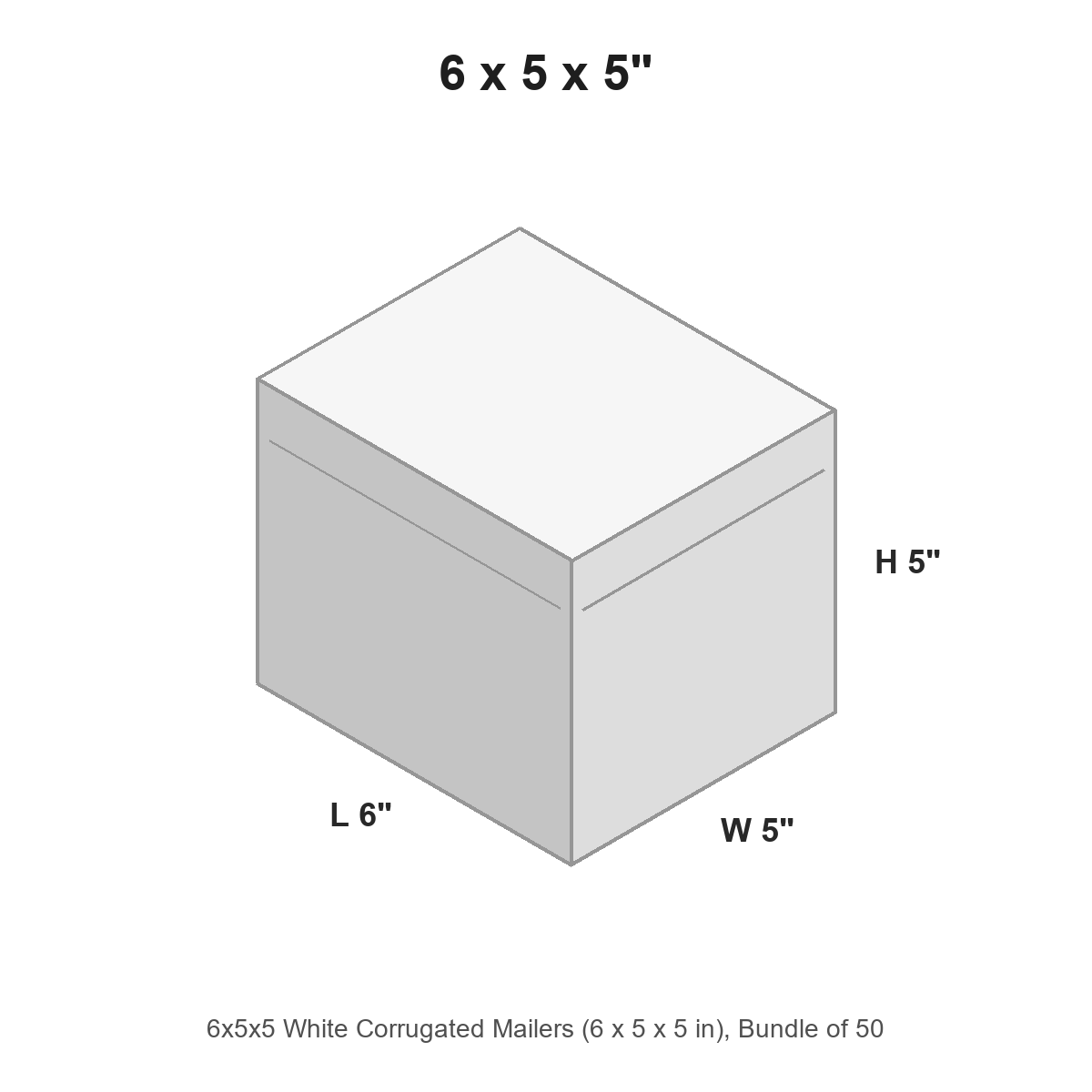 6x5x5 White Corrugated Mailers