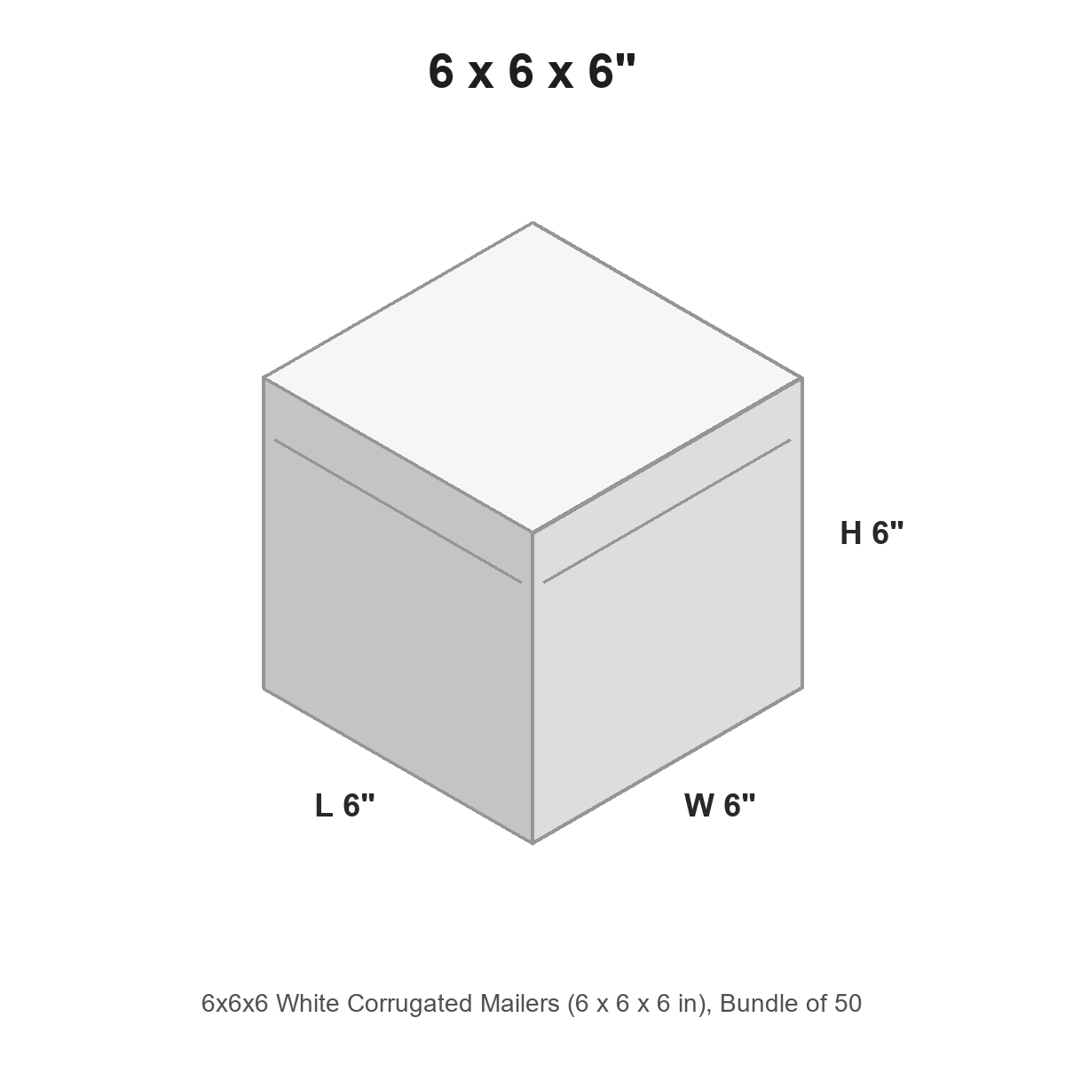 6x6x6 White Corrugated Mailers