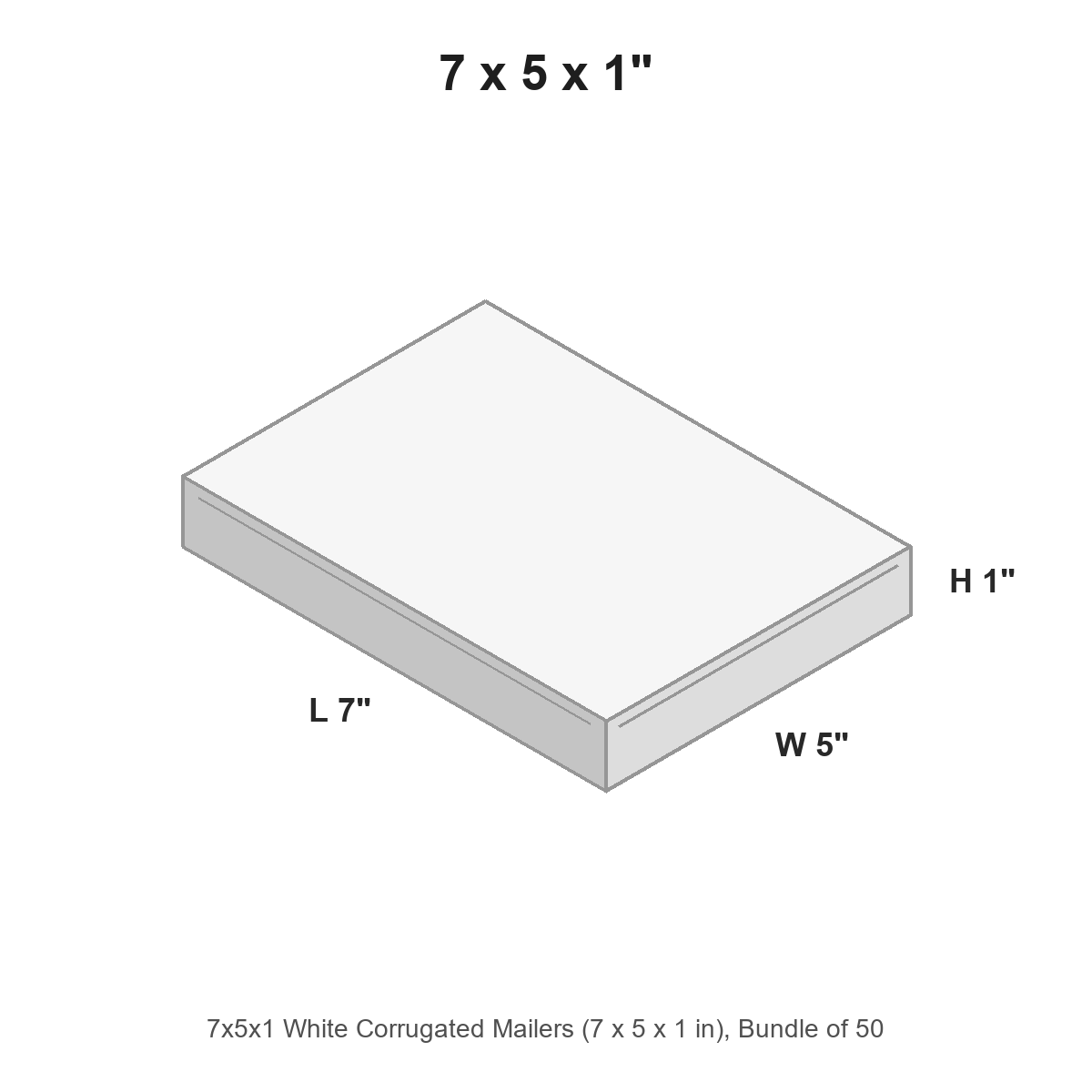 7x5x1 White Corrugated Mailers