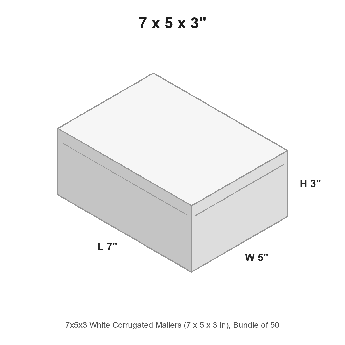 7x5x3 White Corrugated Mailers