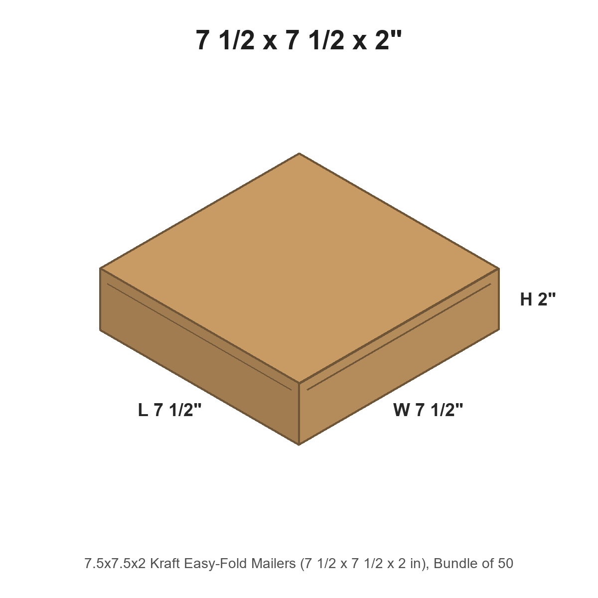7.5x7.5x2 Kraft Easy-Fold Mailers