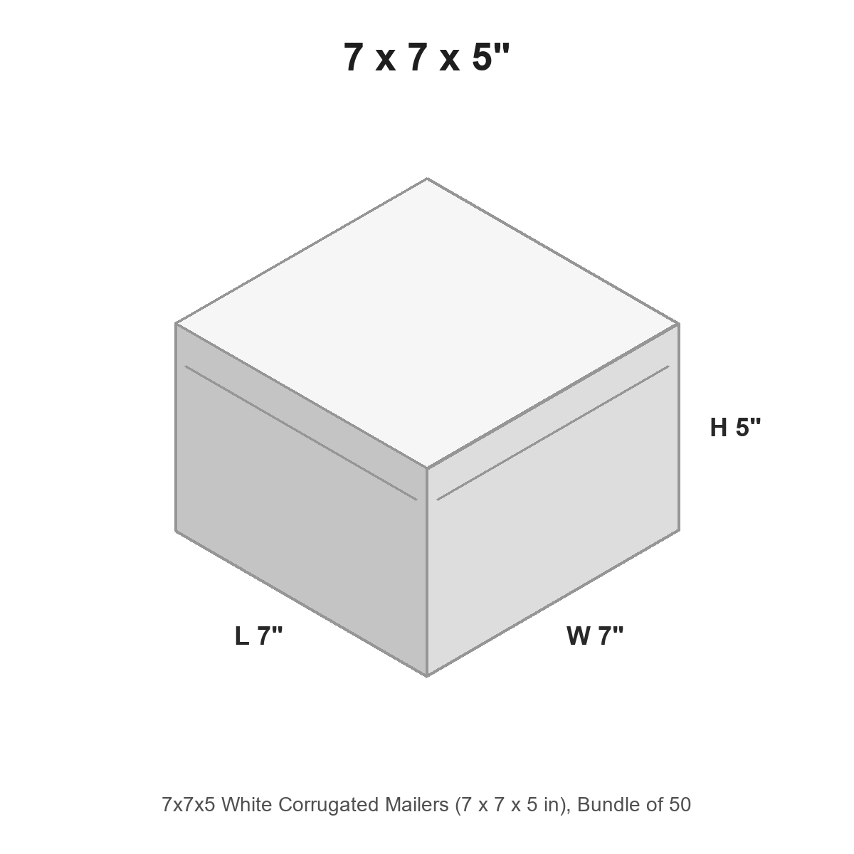7x7x5 White Corrugated Mailers