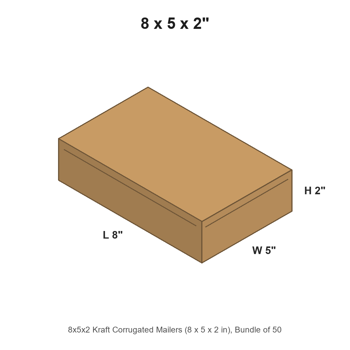 8x5x2 Kraft Corrugated Mailers