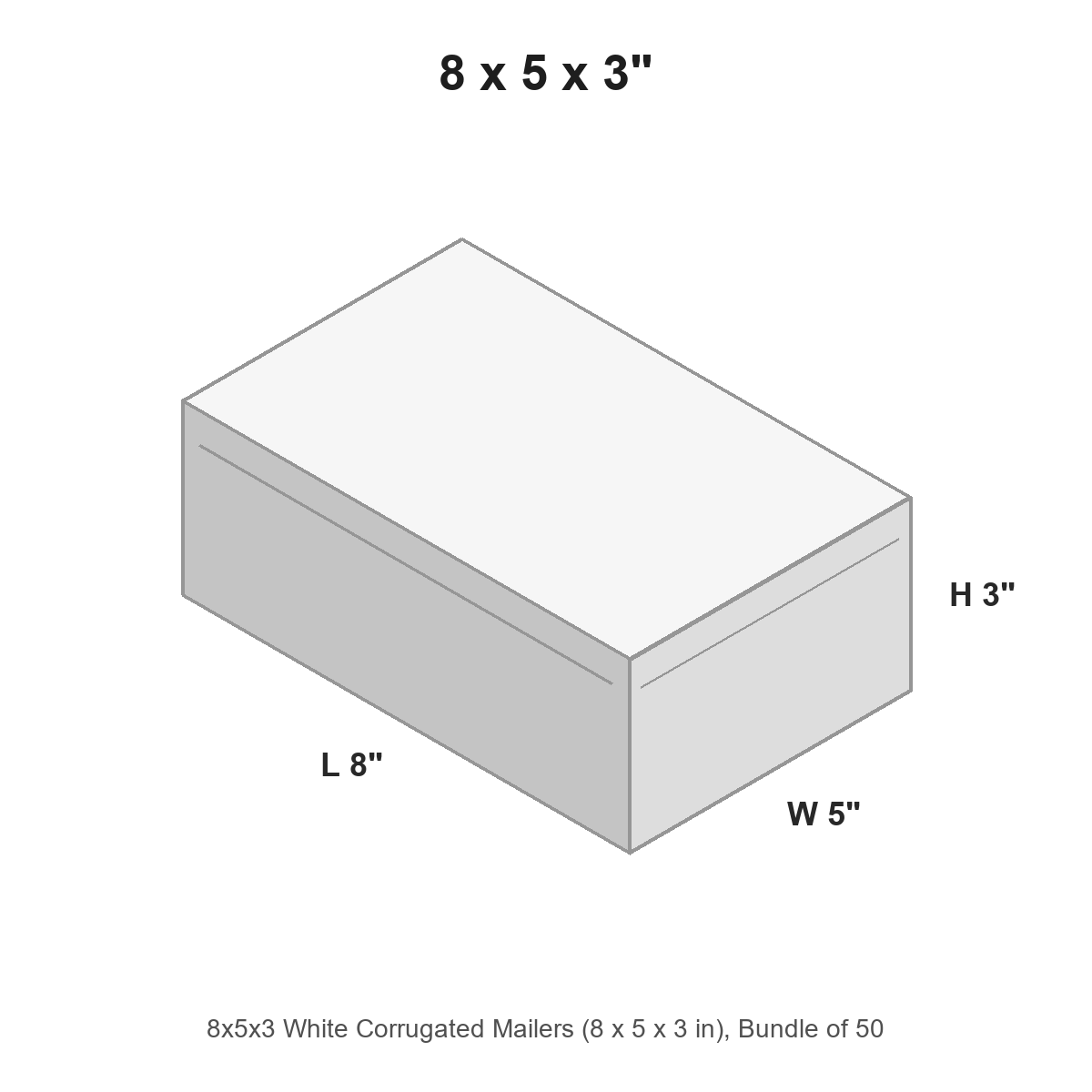 8x5x3 White Corrugated Mailers