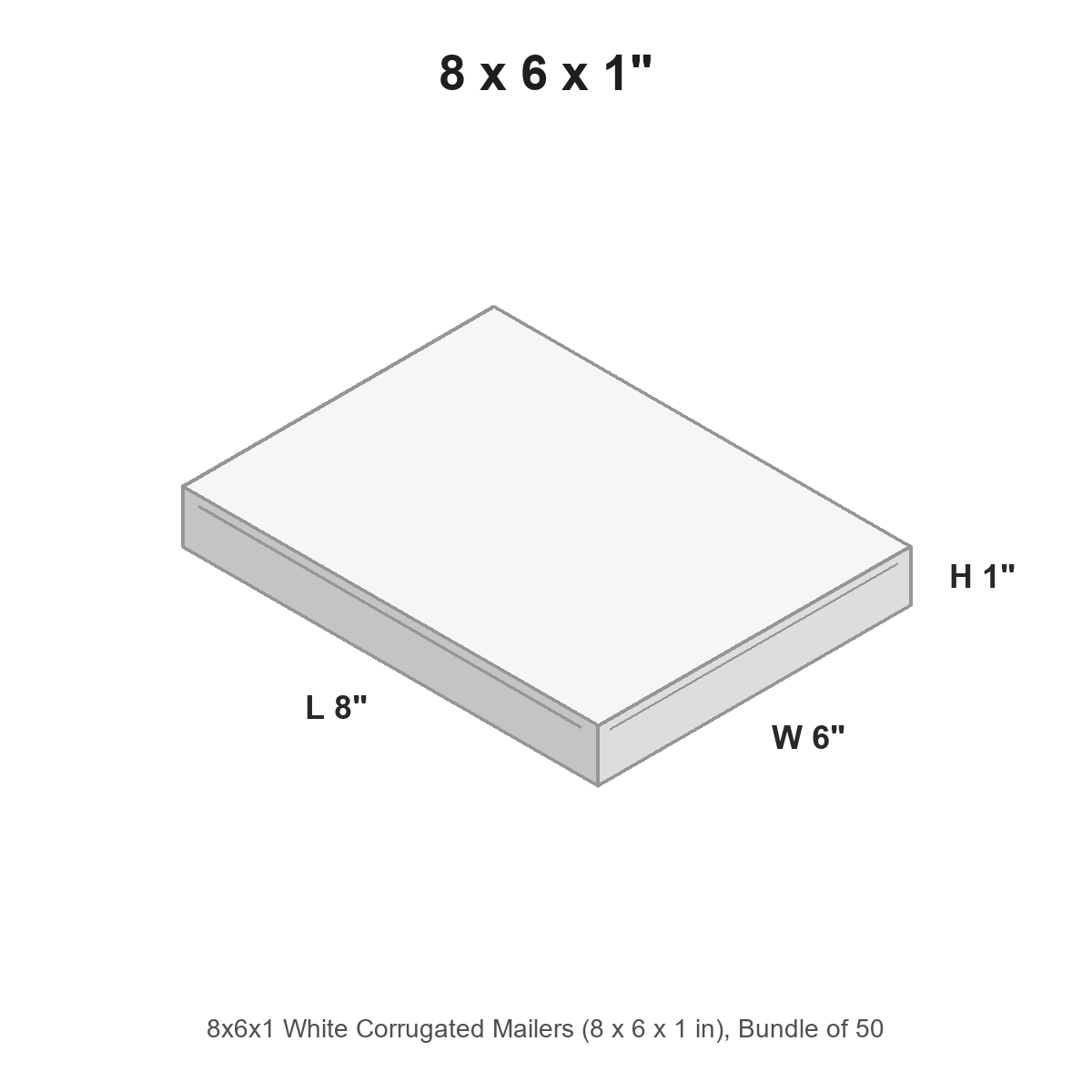 8x6x1 White Corrugated Mailers