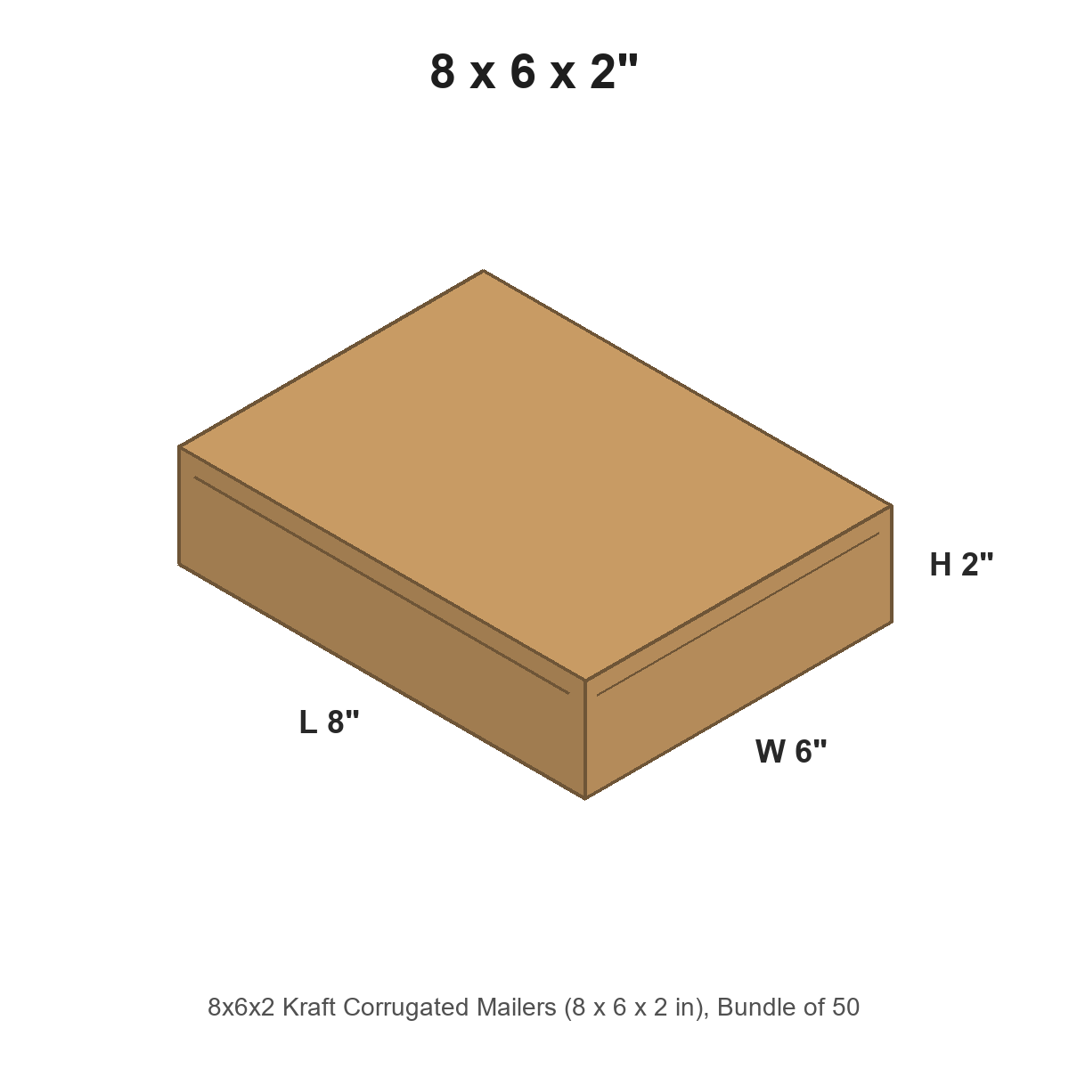 8x6x2 Kraft Corrugated Mailers