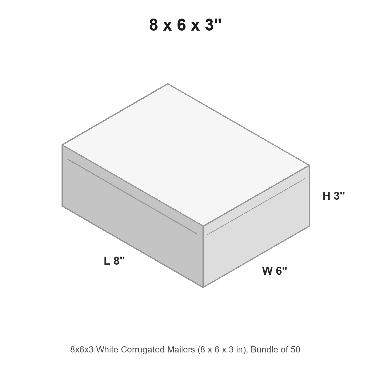 8x6x3 White Corrugated Mailers