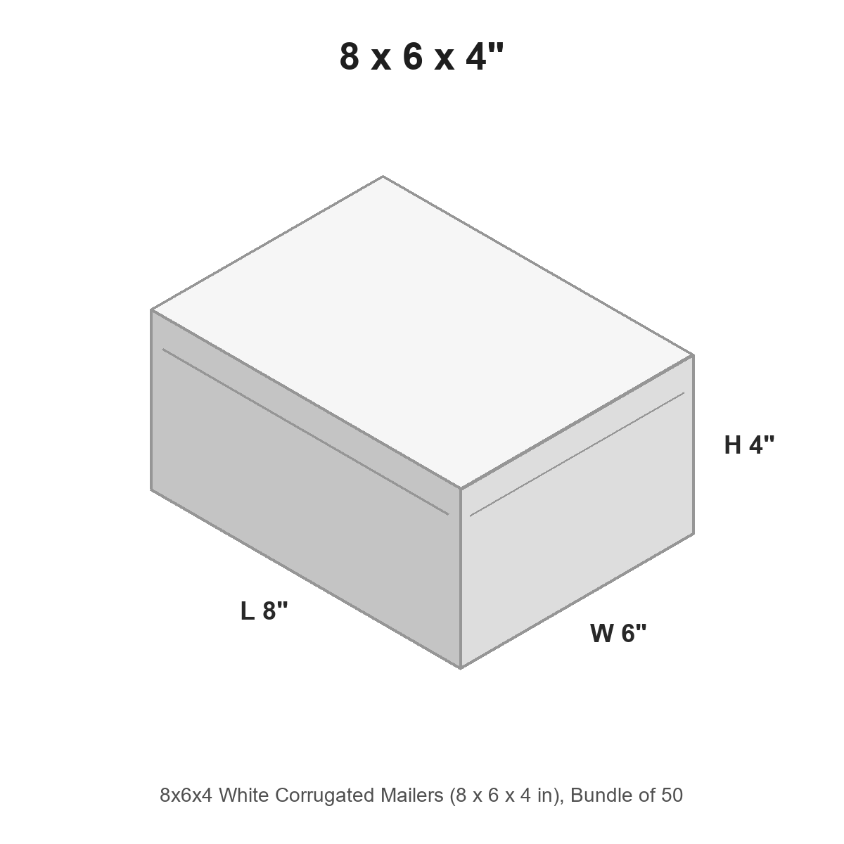 8x6x4 White Corrugated Mailers