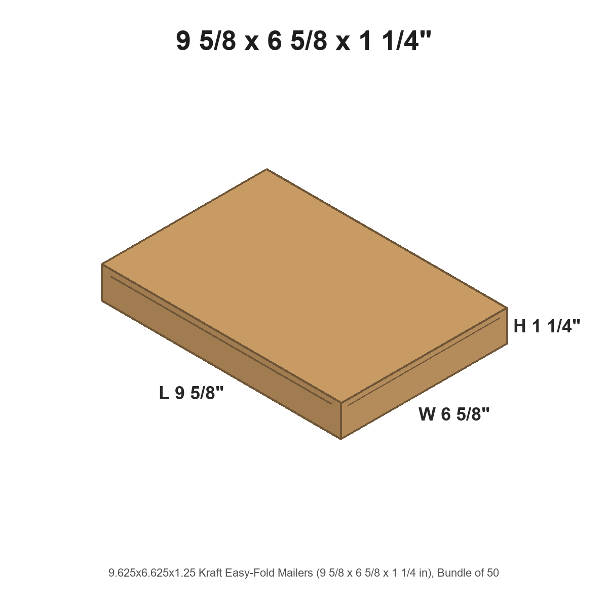 9.625x6.625x1.25 Kraft Easy-Fold Mailers