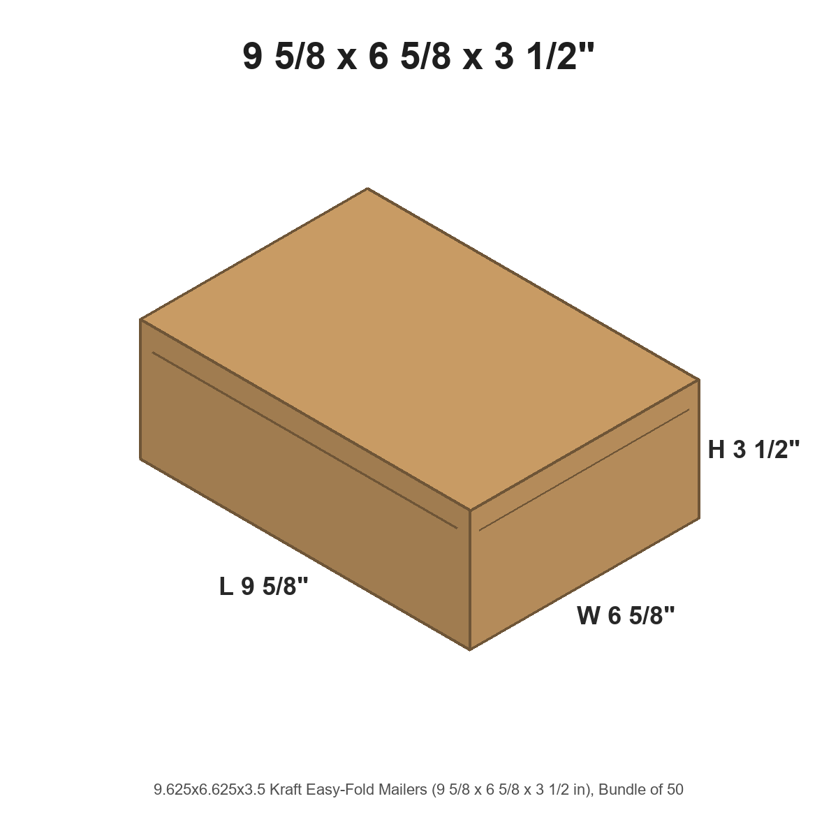 9.625x6.625x3.5 Kraft Easy-Fold Mailers