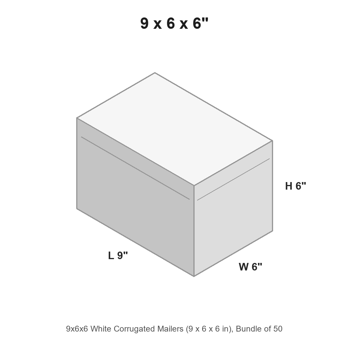 9x6x6 White Corrugated Mailers