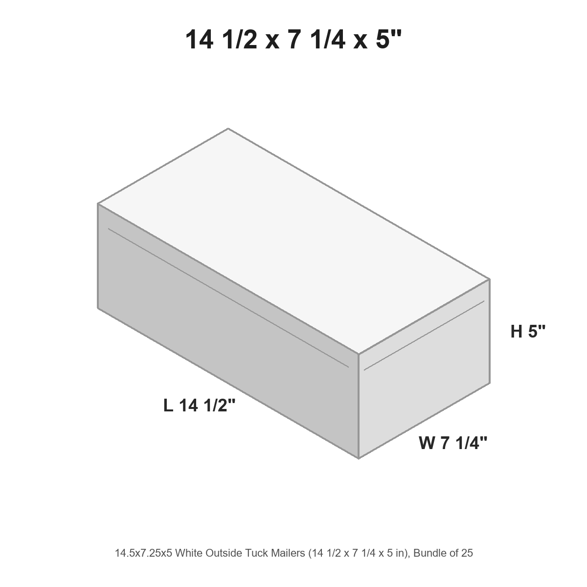 14.5x7.25x5 White Outside Tuck Mailers